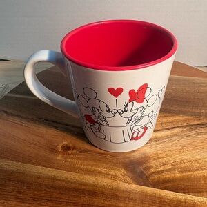 Disney White Ceramic Mug with Red Interior and Mickey & Minnie Romance